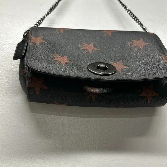 Coach Star C Mini Ruby Crossbody Purse Bag Leather Brown Black Silver F35889 - Picture 6 of 12